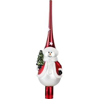 Magic Christbaumspitze Formspitze 28cm Glas Schneemann rot