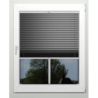 Plissee INDEKO "Thermo-Deluxe", grau (anthrazit, metallfarben), B:98cm H:130cm, Obermaterial: 94% Polyester, 6% sonstige Fasern, Plissees, zur Montage in der Glasleiste, nach Maß