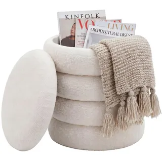 FineBuy Sitzhocker mit Stauraum Stoff 40 x 45 x 40 cm Beige