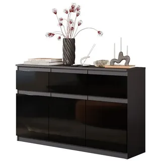 Furnica Kommode Sideboard NOAH 120cm - Anthrazit Grau / Schwarz Hochglanz grau|schwarz