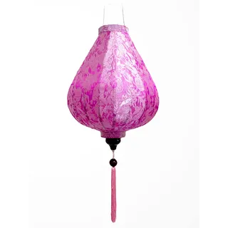 Lampion Asiatische Seide Rosa G - Durchmesser Ø 29 cm - Hoi An Laterne aus Stoff, Bambus und Holz - Vietnamesisches Kunsthandwerk und Asiatische Dekoration (Ref. G20-RO)