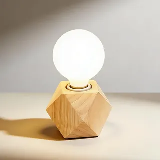 Massivholz Tischleuchte E27 LED Holz Tischlampe Retro industrial Dekoleuchte kreativ modern für Wohnzimmer Schlafzimmer Esszimmer Restaurant Flur Küche Büro Cafe Badezimmer Studie Nachttischlampe