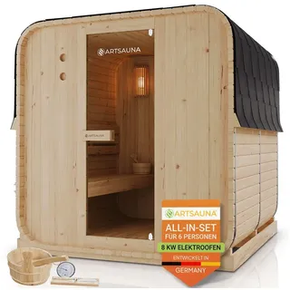 Artsauna Fasssauna Nolvik XL inkl. 8 kW Ofen + Zubehör