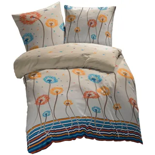 ETÉREA Microfaser Bettwäsche 140x200cm + 70x90cm - Ganzjahresbettwäsche Bettbezug Pusteblume - Bettwäsche Set mit Kissen 140x200cm Bettbezug + 70x90cm Kissenbezug Microfaser - OEKOTEX - Orange