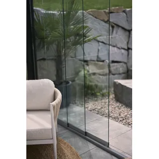 Biohort Glasschiebewand 5,5 m Quarzgrau-Metallic