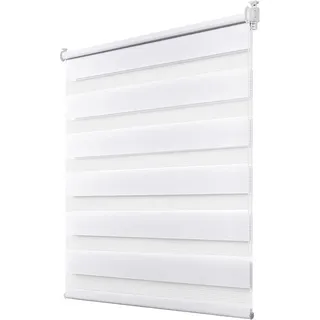 Doppelrollo Fensterrollo lichtdurchlässig, Weiß Rollo verdunkelnd, Klämmträger, OUBO, Ohne Bohren & Mit Bohren, freihängend, Klemmfix, Weiß weiß 100 cm x 100 cm