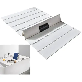 97x65cm Badewannenabdeckung bis 10kg Belastbar -0,6mm PVC Badewannenbretter Faltbare Badewannenablage Dämmplatte Staubdicht Wasserdicht für Wanne