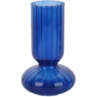 INIFLM Glasbehälter, Transparent, Gestreift, Vase, Heimdekoration, Blumentöpfe, Dekorativ, Tafelaufsatz, Tischdekoration für Wohnzimmer, Party, Büro, Bauernhaus-Dekoration(Blau)