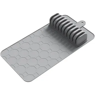 Ioensy Messeraufbewahrung Schubladen Organizer Messerblock Messerhalter Messeraufbewahrungsmatte mit Abtropffunktion Und Flexiblem Material für, Grau