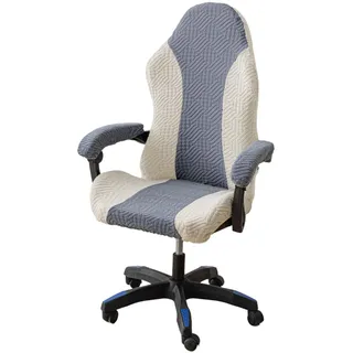 4 Stk Gaming Stuhl Bezug Waschbar, Waschbar Gaming Stuhl Bezug,Gaming Stuhlhussen,GamingStuhlbezüge Anti-Rutsch,mit Reißverschluss, für Gaming-Stühle,Computer-Stühle,Drehstühle (Beige + Dunkelgrau)