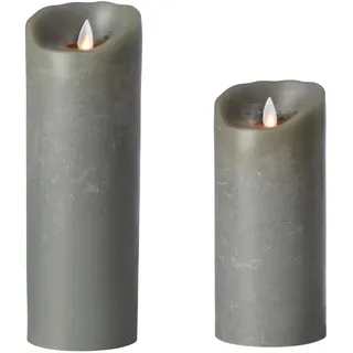 sompex LED Kerzen mit Timerfunktion und flackernder Flamme, grau ⌀ 8cm, Höhe wählbar 18cm, 23cm, Adventskranz, Weihnachtsdeko, LED Deko, LED Kerze einzeln (Höhe 18cm)