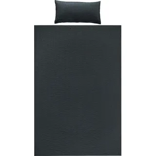 REDBEST Bettwäsche Bettwäsche "Detroit", Polyester, Microfaser-Seersucker Uni grau