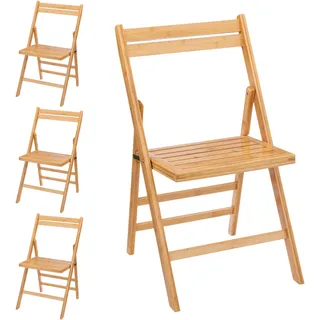 Spetebo Bambus Klappstuhl Natur belastbar bis 120 kg - 4er Set - Küchen Stuhl klappbar aus FSC Holz - klassischer Holzstuhl für den Hausgebrauch