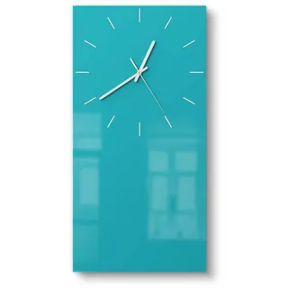 DEQORI Wanduhr 'Unifarben - Türkis' (Glas Glasuhr modern Wand Uhr Design Küchenuhr) grün 30 cm x 60 cm