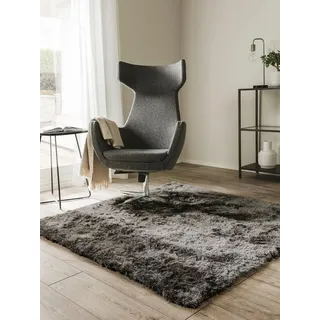 benuta Teppich Whisper, quadratisch, Höhe: 31 mm, Hochflorteppich Wohnzimmer, Schlafzimmer, Esszimmer, Flur, Weich grau 150 cm x 150 cm x 31 mm