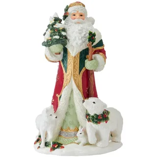 FITZ & FLOYD Weihnachtsdekoration Figur Weihnachtsmann Mit Tieren 47cm Porzellan