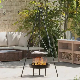vidaXL Lagerfeuer Koch Dreibein mit Grillrost und Feuerschale 170 cm
