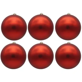 6 x Weihnachtskugeln für den Außenbereich, frostfest und witterungsbeständig - rot matt - Ø 15 cm - Christbaumkugeln aus Kunststoff für Draußen - Rot