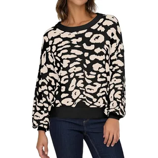 ONLY Damen Strickpullover ONLLima Life gestrickter Pulli mit Leopard-Muster - S