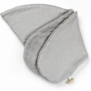 sei Design Stillkissenbezug 4-lagiger Musselin Teddyplüsch XXL 190 x 35 cm Grau – GOTS Bio-Baumwolle – 60°C waschbar