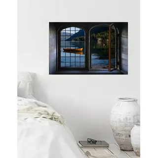 Queence Wandsticker QUEENCE "Lago di Garda", bunt, B:60cm H:40cm, Vinyl, Wandtattoos, Wandsticker, Wandbild, selbstklebend, 3D, Fenster