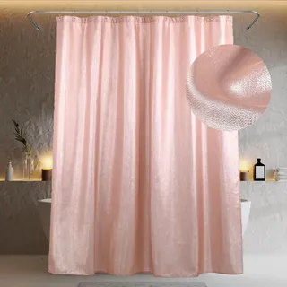 Popkozzi Duschvorhang Pink Textil Badezimmer Vorhang: Glitzer Funkeln Bling Stoff Waschbar Wasserabweisend Badevorhang - Luxus Fancy Glam Metallisch Shower Curtain - 183 x 200 cm
