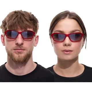 adidas Sonnenbrille für Damen und Herren Rechteckige-Brille Gradient-Brille mit Verspiegelung UVA & UVB Schutz Filterkategorie 2 Urlaubs-Brille EW3548 Rot - One-Size