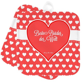 Mr. & Mrs. Panda Topflappen Brüder - Geschenk, Brother, Schöne Topflappen, Topflappen lustig, Sch, (Packung, 1-tlg., 2er Set Topflappen Herz Geschenk), Vielseitig einsetzbar