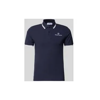 Slim Fit Poloshirt mit Logo-Stitching Modell 'Reed', Dunkelblau, M