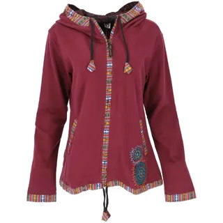 GURU SHOP Nepal Ethno Jacke, Bestickte Boho Jacke - Bordeauxrot, Damen, Size:XL - 42