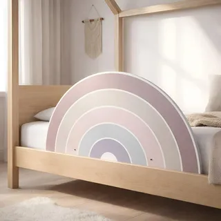 Wunderlab Rausfallschutz Bett aus Holz in süßem Design für Kinder - Bettgitter Rausfallschutz Remy fürs Kinderzimmer, Bettschutzgitter Kinderbett, Hausbett bis 200cm geeignet, schön, stabil + sicher