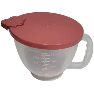 Tupperware Backen Messbecher Candy D217 1,0 Liter | Rührbecher & Rühr-Mix Schüssel mit Deckel | Messbecher zum Backen & Mixen | Lachs Transparent | BPA-frei