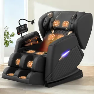 Srfzluxy Massagesessel, Ganzkörper-Massagesessel mit 16 Massagerollen, 8 Airbags, Lendenwirbelheizung, Wadenroller- und Airbag-Massage, Bluetooth-Lautsprecher, Touchscreen-Fernbedienung