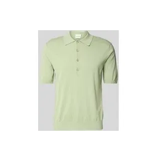Poloshirt mit gerippten Abschlüssen, Gruen, S