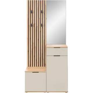 Möbel Boss Garderobe Simple 88 x 195 x 35 cm Kaschmir/Artisan-Eiche-Dekor