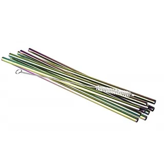 APS Trinkhalme Edelstahl 10 St. Regenbogen-Look