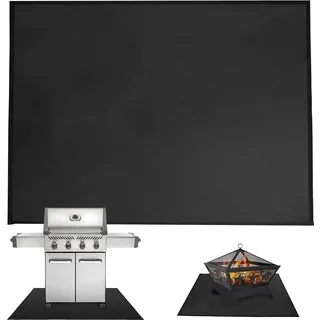 Grillmatte Bodenschutz | 100 x 182 cm Grillmatte für Gasgrill Bodenschutz | Grillteppich Bodenschutzmatte Feuerfeste Anti-fettig Feuerstellenmatte Outdoor BBQ Matte für Gasgrill Holzkohlegrill