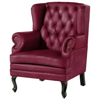 Massivmoebel24 Ohrensessel Chesterfield Leder 88 x 105 x 81 cm Rot