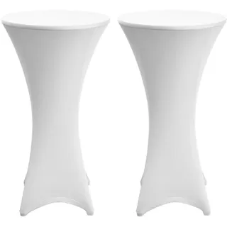 Beautissu Stehtischhusse Stella Weiß Ø 80 cm 2er Set