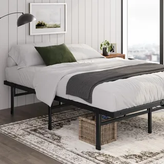 Zinus Justin Bett 80 x 190 cm – Bettgestell 36 cm hoch mit Stauraum unter dem Bett – Plattformbett aus Metall – Schwarz
