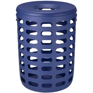 blomus Wäschesammler -KORIE- | Wäschekorb 90 L mit Deckel | Großer Wäschebehälter 40Ø x 54H cm | Farbe Mazarine Blue