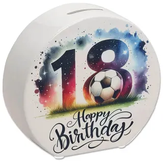 speecheese Spardose 18. Geburtstag Fußball Spardose mit Spruch Happy Birthday 18