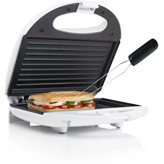 Tristar Sandwichmaker, 750 W, Toaster Snack & Panini-Maker kleiner Low fat Kontaktgrill Indoorgrill weiß