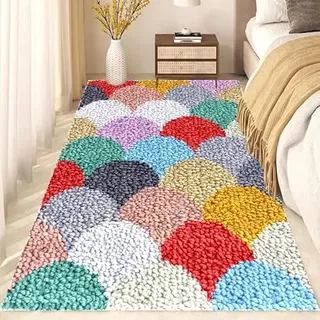 Knüpfteppich Zum Selber Knüpfen-Sets,Groß Latch Hook Rug, Vorgedrucktes Muster Leinwand Teppich Stickerei Handwerk Für Erwachsene Handarbeiten diy Teppich Handarbeit Selbst Knüpfen Set 80 x 115 cm