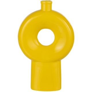 J-Line Abstrakte Vase, Porzellan, glänzend, Gelb, groß