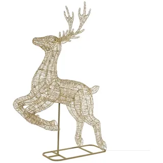 ECD Germany Weihnachtsfigur LED Rentier Outdoor XXL Weihnachtsfigur 337 cm Weihnachtsdeko Außen, Weihnachtsbeleuchtung Hirsch Figur groß mit Timer 10000 LED Warmweiß goldfarben