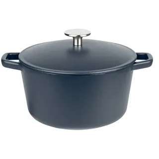 GSW Gusseisen-Kochtopf 21cm Schmortopf Bräter mit Deckel Kochtopf Topf blau Neu