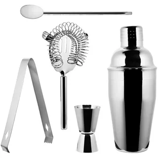BUTLERS Manhattan Lounge Cocktailshaker-Set 5-teilig Edelstahl Silber