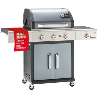 Landmann Gasgrill Triton 3.1 Maxx, Grau, Schwarz, Metall, 120x57x140 cm, Seitenablage, Temperaturanzeige, mit Rädern, Sideburner, Warmhalterost, stufenlos regulierbar, Grills & Outdoor-Küchen, Gasgrills