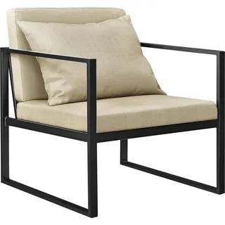 [en.casa] Relaxsessel Ragusa Polyester 60 x 70 x 60 cm Sandfarben